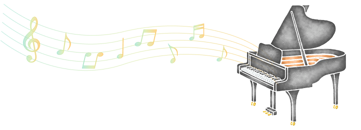 ピアノと音符のイラスト